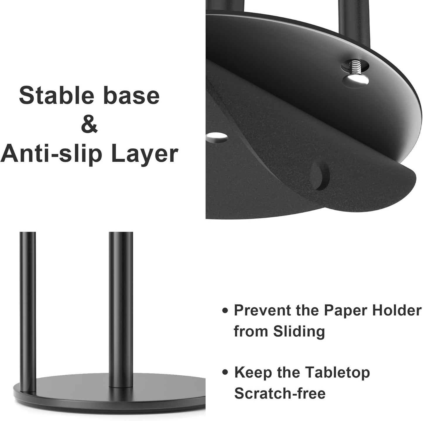 Paper towel holder, high quality stainless steel kitchen roll dispenser, countertop roll organizer with weighted base