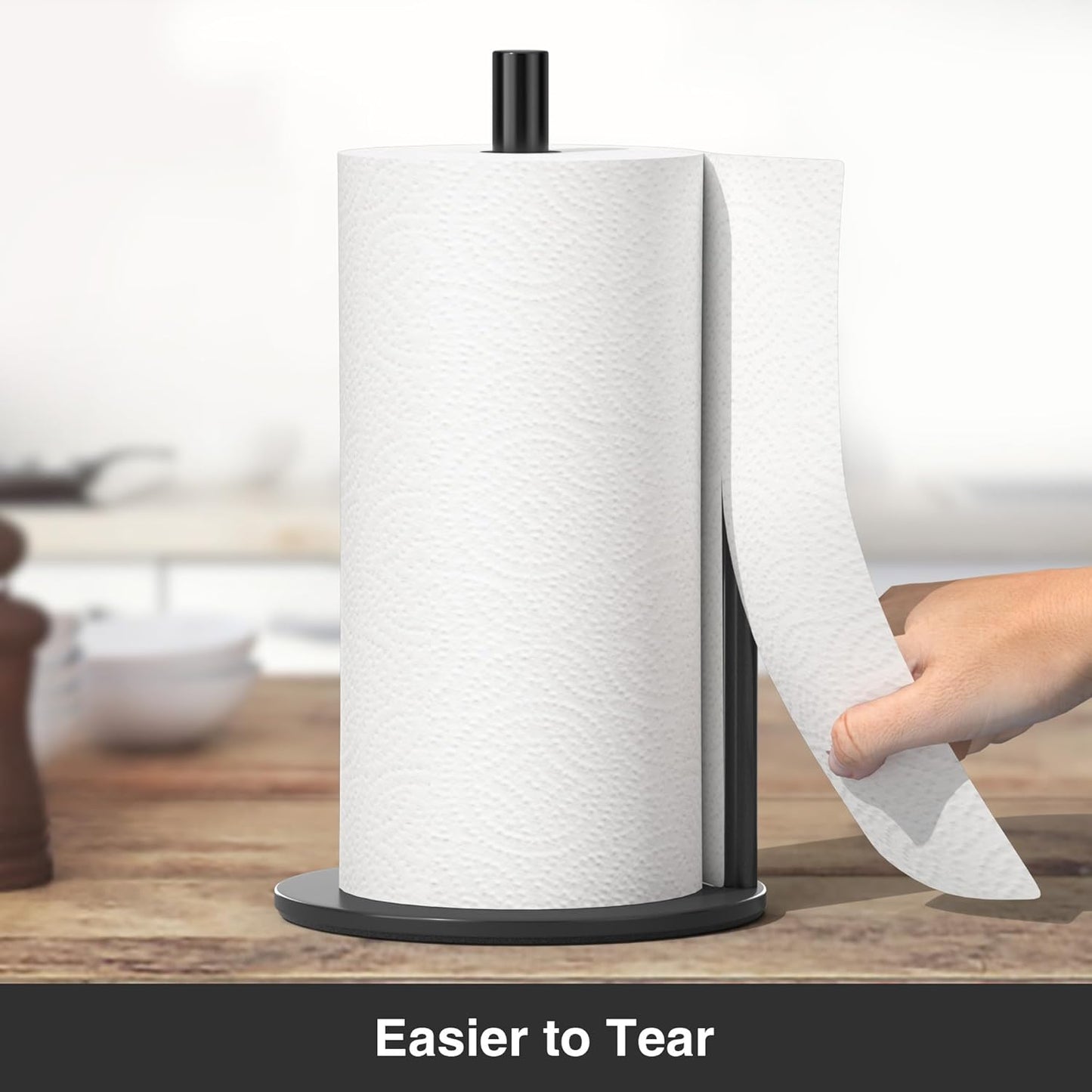 Paper towel holder, high quality stainless steel kitchen roll dispenser, countertop roll organizer with weighted base
