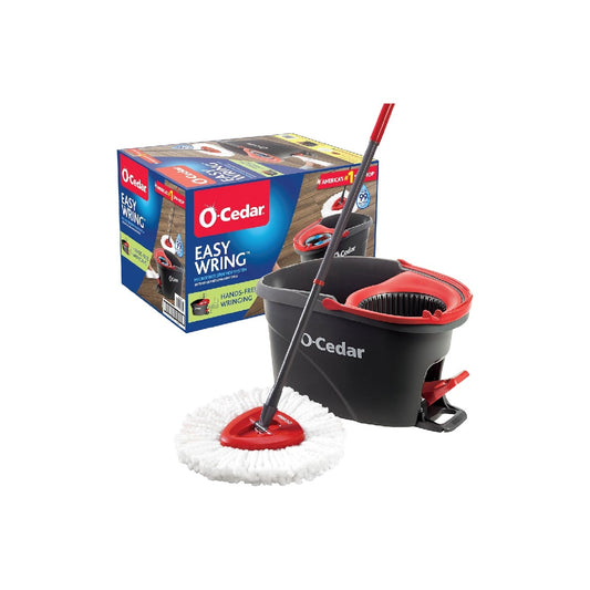O-Cedar EasyWring Microfiber Spin Mop, Bucket Floor Cleaning System, Red, Gray, Standard