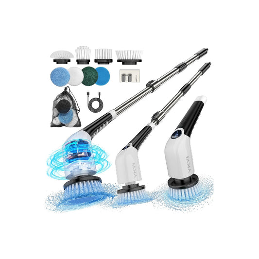 YKYI Electric Spin Scrubber, Cordless Cleaning Brush, Shower Cleaning Brush with 8 Replaceable Brush Heads, Electric Scrubber 3 Adjustable Speeds
